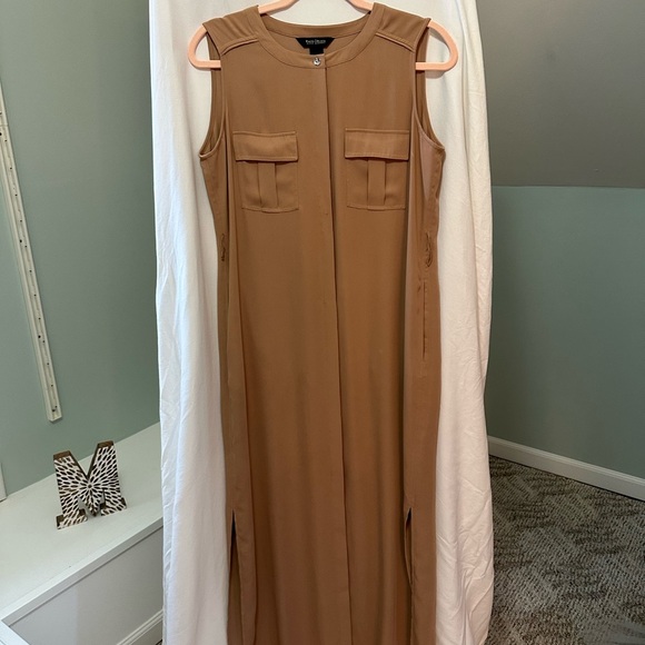 White House Black Market Tan Sleeveless Dress with pockets size 4 - Picture 2 of 11